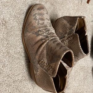 Faux snake skin booties